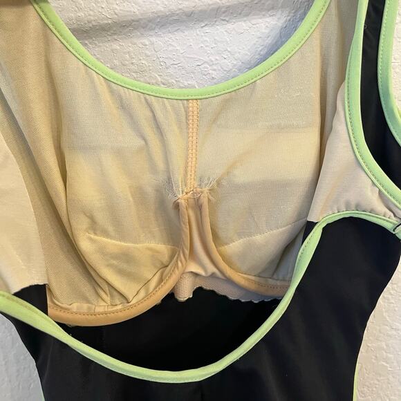 Miraclesuit One-Piece Swimsuit 10DD Black Green Stripe Full Coverage Sporty - Picture 6 of 12